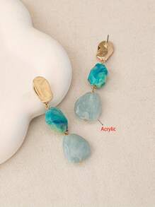 1 Pair Vintage Bohemian Style Elegant Resin Asymmetrical Texture Oval Earrings, Versatile
