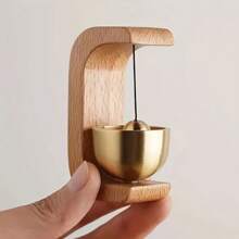 1pc Japanese Style Wind Chime - Steady Brass Bell With Wooden Hook, Suitable For Home Decor And Door Entry Alert, Unique Style Mini Wind Chime, Home Decoration | Elegant Decor Piece | Aesthetic Appeal