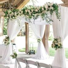 2pcs 6m White Chiffon Archway Fabric, Wedding Archway Fabric, Birthday Party Background Decoration, Polyester Romantic Party Decoration For Wedding, Wedding Party Bridal Shower Decor Room Decoration Supplies, Suitable For Wedding Archway, Stair Fence Decor, Chair Back Decoration, Sheer Mesh Door Curtain, Gauze Table Runner, Table Cover, Banquets Party Supplies