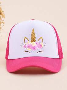 1pc Unicorn Design Breathable Lightweight Wicking Soft & Cute Youth Baseball Cap, Suitable For Spring, Summer, Casual, Vacation, Outdoor, Gift, Sun Protection