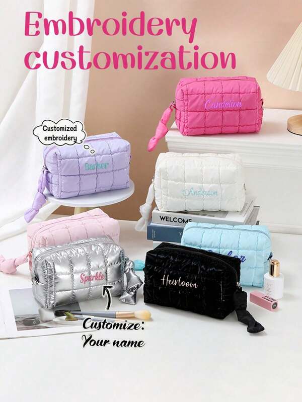 1 pieza Bolsa de maquillaje acolchada de color caramelo con aspecto de carta octogonal en estilo INS. Bolsa de viaje portátil multifuncional de gran capacidad, perfecta como regalo personalizado para damas, madres, enfermeras, maestros, ocasiones especiales como Día de la Madre, Día de San Valentín, Navidad, aniversario, cumpleaños, etc.