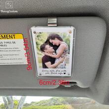 1pc Custom Acrylic Magnetic Personalized Photo Holder Car Picture Frame, Personalized Acrylic Vertical Car Sun Visor Photo Frame Clip, Custom Digital Photo Frame, Custom Visor Photo 2.36x3.54 Inch Car Photo,Car Picture Holder,Customizable Car Decor