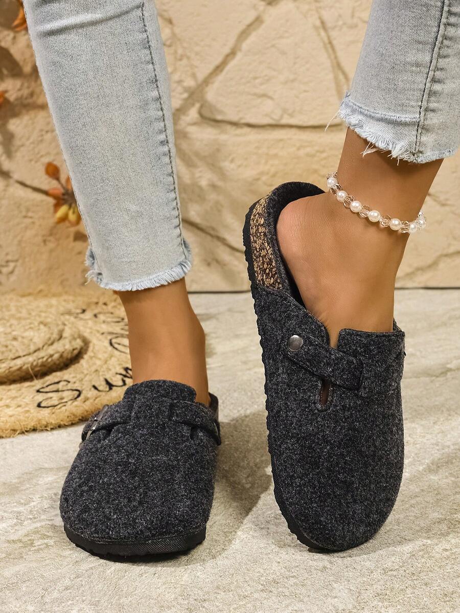 Damen & Teens Unisex Lässig einfarbige bequeme Plüsch Slip-On Mule Pantoffeln, geeignet für alle Jahreszeiten, einfarbige Holz Slide Sandalen für Strand, Outdoor, Zuhause, Große Größen
