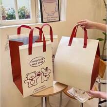 1pc/Disposable Cake Insulated Bag, Takeaway Bag, Non-Woven Fabric Thickened, Birthday Package, 6 Inches 8 Inches