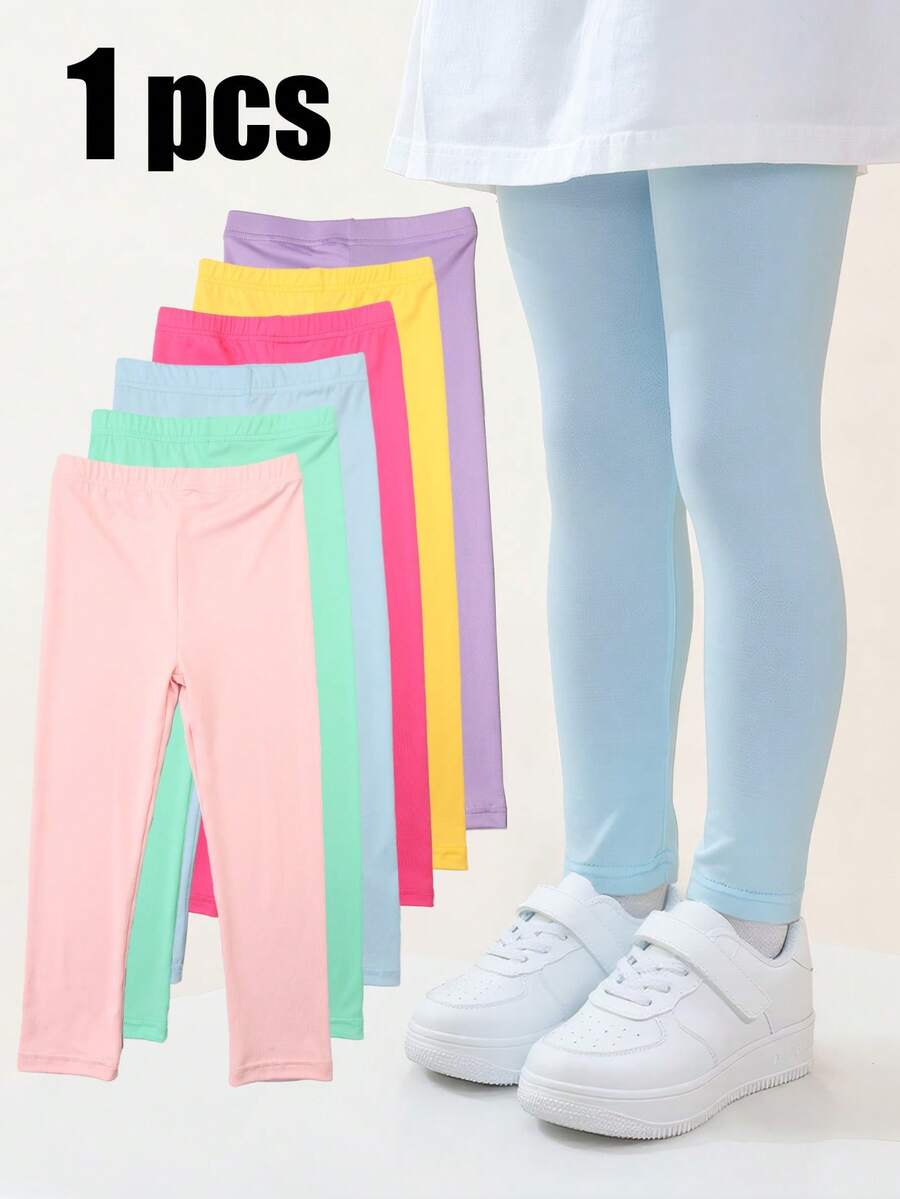 1pc Girls' Solid White Tights, Suitable For Everyday Wear, All Season - Multicolor - View 1