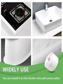 1 卷 PVC 防水密封条，水槽和炉灶自粘防裂条，厨房、浴室和浴缸转角密封胶带