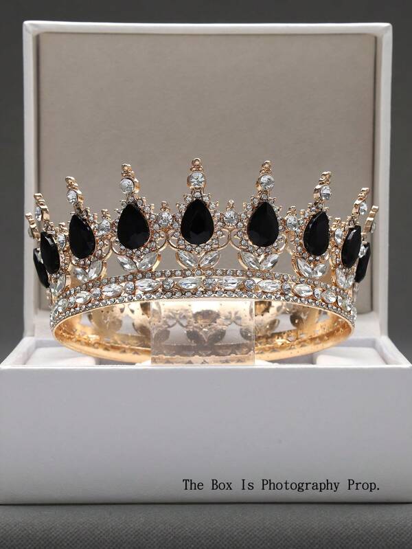 1 pieza Corona de boda clásica redonda, apta para bodas, decoración de fiesta de cumpleaños, tiara (excluyendo la caja de fotografía como accesorio)