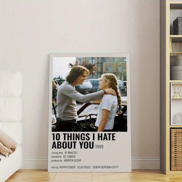 1 PC "10 Things I Hate About You" Movie Poster - Canvas Wall Art, Romantic Comedy Scene, Ideal For Bedroom, Living Room Or Dorm Decoration, Movie Wall Art, Unframed ,Wall Art With Frame
