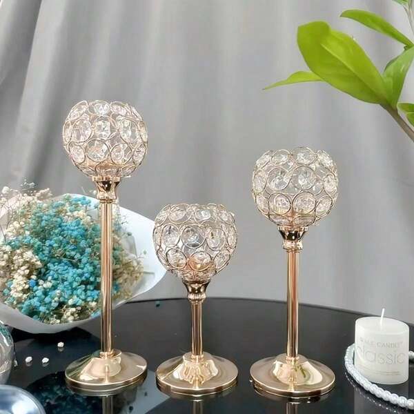 Candélabres en cristal pour mariages, articles décoratifs en métal pour hôtels de mariage, accessoires de décoration de candélabres pour dîners aux chandelles à la maison