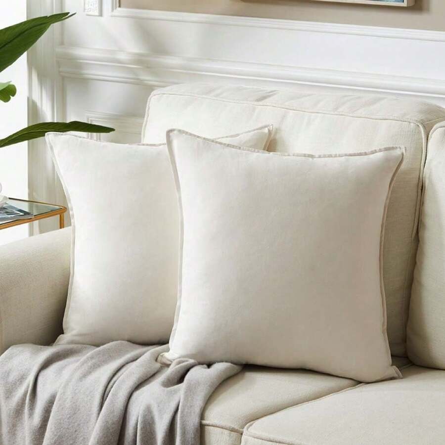 1pc/2pcs Plain Cushion Cover Without Filler,Velvet Pillowcase For Sofa, Home Decoration