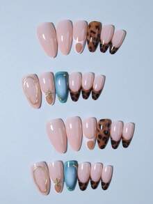 24Pcs Long Almond 3D Gel Nails Makes Bow With Pearls Design French Tip Press On Nails Almonds Fit Perfectly Acrylic False Nails Set, Include: 1Pc Jelly Glue And 1Pc Nail File, For Woman & Girl For Daily Wear And Party Use Nail Supplies Nails - Multicolor - View 3
