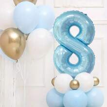 23pcs/Set Blue Pink Crown Number 1 To 9 Balloons Upright 1st Birthday Party Decorations Baby Shower Balloon