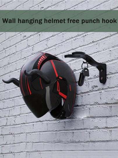 1 Pezzo Supporto Porta Casco per Moto in ABS Nero, Gancio Multifunzionale da Montare a Parete per Riporre Casco, Chiavi, Cappelli