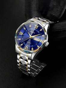 1块石英表，不锈钢表带，罗马数字表盘和日历，商务休闲风格。适合作为男士生日、毕业或其他特殊场合的礼物 - 彩色 - 查看 16