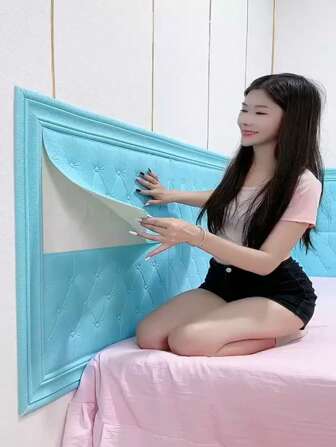 4 片自粘式 3D 纹理墙贴，泡沫防撞壁纸，适用于卧室、客厅、柔软舒适的装饰墙板，带有直线匹配图案，墙纸，家具粘贴纸，墙壁粘贴纸，墙贴房间装饰家居装饰墙壁装饰浴室浴室装饰墙纸壁纸厨房