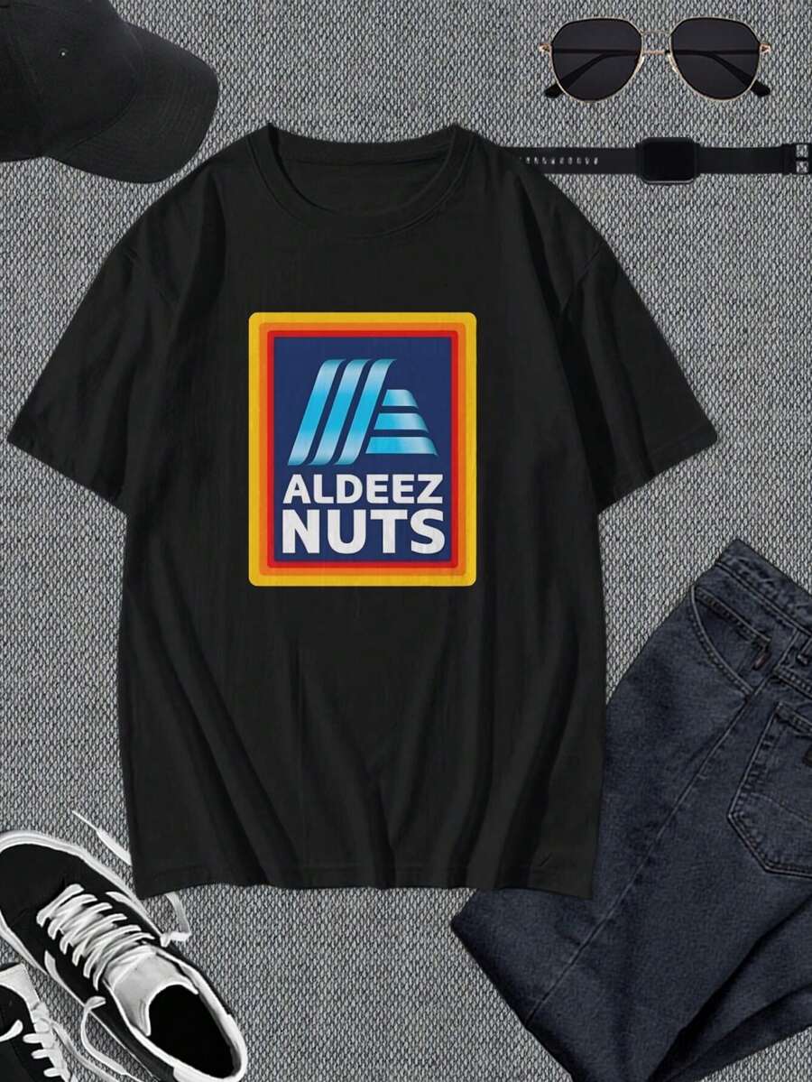 Camiseta divertida con meme de Aldeez Nuts | Camiseta con chiste viral | Ropa urbana de moda | Mezcla de algodón cómoda | Regalo para hombres y mujeres | Camiseta informal negra de manga corta - Negro - Ver 1
