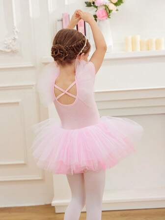 Leotardo y falda de tutú de ballet para niñas, disfraz de princesa para actuaciones, ropa de danza