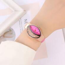 1pc Fashion Half-Lined Crystal Pave Rolling Ball Quartz Watch For Women