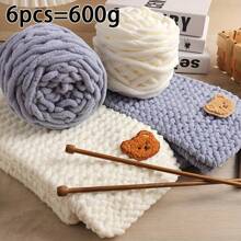 6 écheveaux de laine + 1 accessoire ours Écharpe faite main DIY Laine chenille avec petit ours, laine épaisse en pack, cadeau pour lui/elle