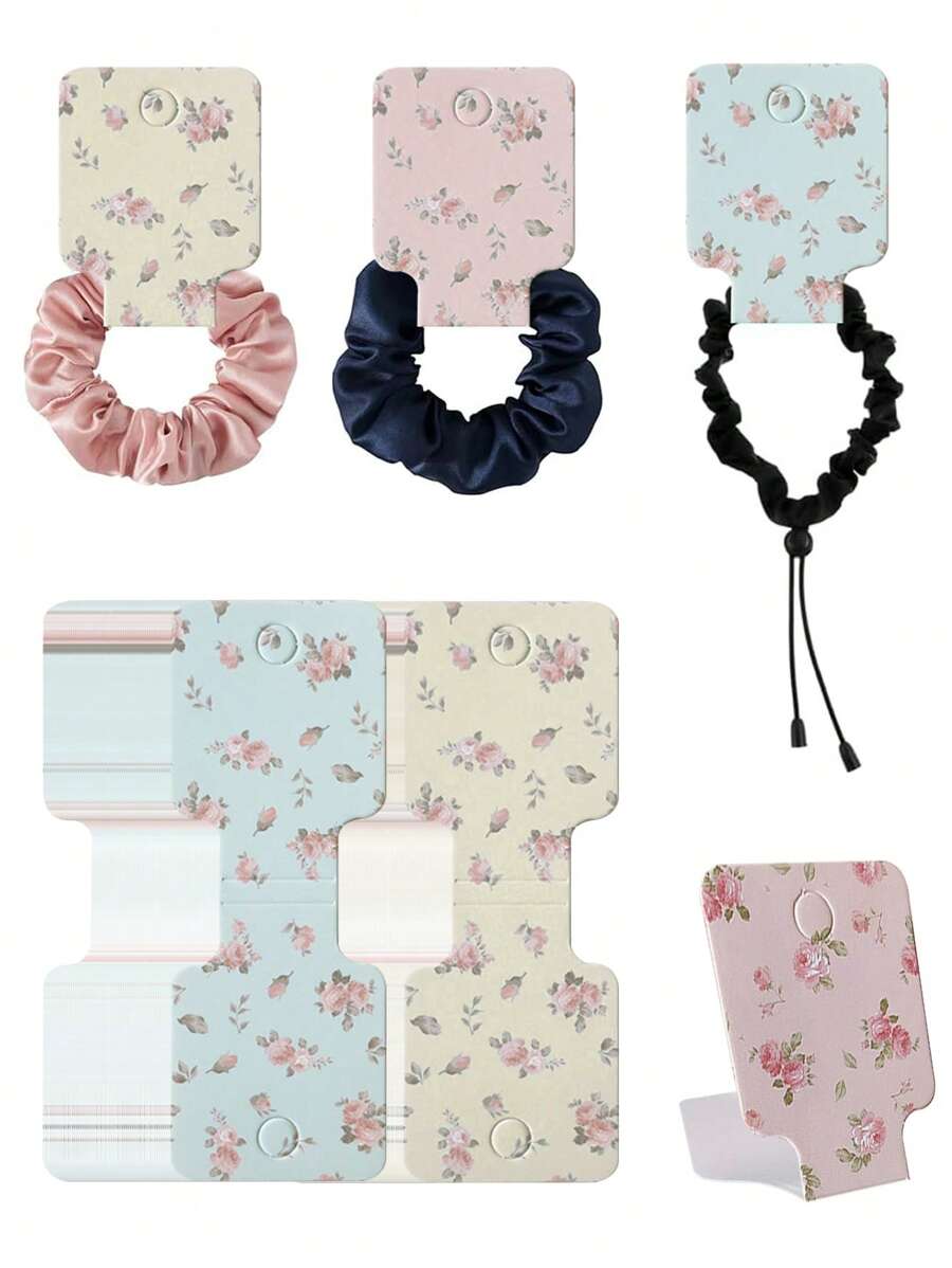 20/50/100pcs Flower Jewelry Display Cards Pink Yellow Floral Necklace Display Card Packaging Bracelet Making Kit Jewelry Organiser Retail Store Labels For Small Business Supplies