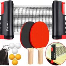 FBSPORT Ping Pong Paddle Set, Portable Table Tennis Set With Retractable Net, Rackets, Balls And Carry Bag For Indoor/Outdoor Games (The English Letters On The Ping Pong Paddles Are Screen Printed And There May Be Slight Black Blemishes. Paddles With Or Without English Letters Will Be Randomly Shipped)