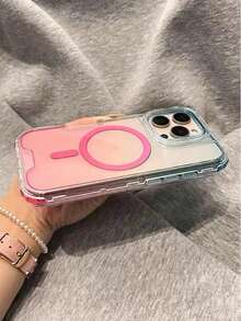 Ice Chime Minimalist Gradient Blue And Pink Phone Case, Compatible With Apple 16 Pro Max, 15 New, 14, 13, Full Body Protection, Magnetic Adsorption, Transparent Waterproof Shockproof Anti-Fall Scratch Resistant - Pink - View 8