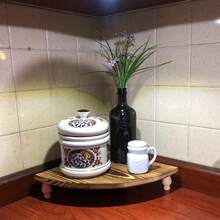 Kệ góc gỗ cổ điển - Kệ trưng bày đa năng phong cách retro, phù hợp cho nhà bếp, quầy cà phê, trang trí nhà nông thôn, phòng tắm và phòng ăn, kệ lưu trữ đồ vật nhỏ tiết kiệm không gian. - Màu Khaki - Xem 5