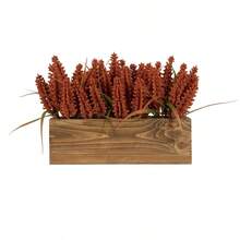 Planta De Bayas Artificiales De 9 En Macetero De Madera Marron De Design Ovation