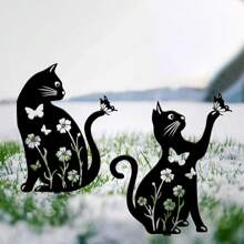 1pc Creative Metal Cute Cat Garden Stake Decor