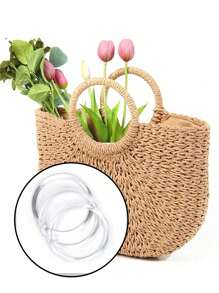 Alças de reposição para alças de bolsas DIY, alças circulares, alças planas, alças de resina, bolsas de praia DIY, carteiras decorativas e bolsas de artesanato em crochê