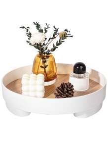 Decorative Tray, Coffee Table Tray, Round Tray, For Home Decoration, Bathroom Counter Tray, Perfume Storage Box, Suitable For Dining Table, Dressing Table, Kitchen For Women Storage Organizer Travel Essentials Back To School Dormitory Storage