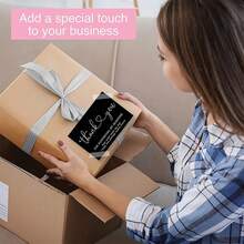 50 Thank You Cards Hot Stamped Thank You Cards Commercial Decoration Stickers Label Cards Gift Packaging Thank You Cards Gift Packaging Thank You Message Cards - Black - View 2