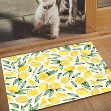 1pc Yellow Lemon Anti-Slip And Oil-Proof Kitchen Mat, Simple Rectangular Waterproof And Dirt-Resistant Carpet, Suitable For Living Room, Bedroom, Corridor, Bathroom And Laundry Polyester Carpet, Suitable For Indoor And Outdoor Home Decoration. - Multicolor - View 4