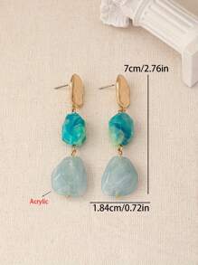 1 Pair Vintage Bohemian Style Elegant Resin Asymmetrical Texture Oval Earrings, Versatile