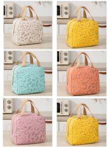 1pc Ink Painting Pattern Insulated Lunch Bag, Large Capacity Reusable Lunch Tote, Waterproof And Portable Design, Ideal For School And Office - Keep Your Food Fresh And Delicious, Bento Box Bag, Carry Bag, Kitchen Picnic