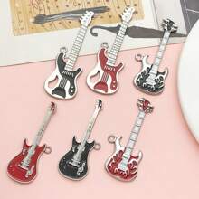 Rockstar DIY Kit: 2/6pcs Elegant Guitar Pendants - Perfect For Band Merch Jewelry Making" (Niche Appeal)