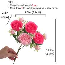 1/3/5 Stück künstliche Pfingstrosen Blumen, wiederverwendbare Kunstpfingstrosen Sträuße - Heim- und Zimmer Dekoration, künstliche Blumenarrangements Mittelstück, Outdoor Garten Dekoration, Hochzeit Geburtstag Bridal-Shower Dekoration - OHNE VASE