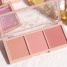 1pc 3-Color Natural Matte Blush Palette: Nude, Natural Matte Apricot, Natural Matte Tea Rose Color Blush