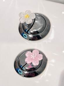 2 Pc Pear Blossom With A Clear Color And A Beautiful, Shiny Flower Shape, An Auxiliary Button For Flushing The Toilet Tank, A Standing Decoration For Nail Art Enthusiasts To Protect Their Nails, A Desktop, And A Car Interior