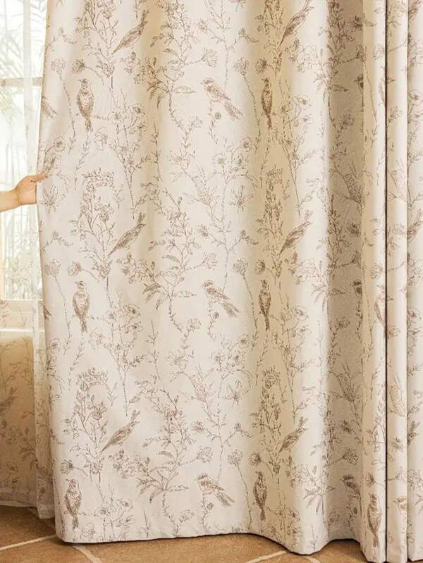 1pc Single-Sided Printed Blackout Curtain With Black Coating, Variety Of Floral Patterns, Pole Pocket Design For Easy Installation, Suitable For Living Room, Balcony, Bedroom, Office, Photography Studio, Lightweight But Effective Blackout