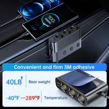 KZ 7-In-1 127W Car Charger Splitter Multi Ports PD30W QC3.0 Cigarette Lighter Adapter Car Cigarette Lighter Socket Splitter With Switch