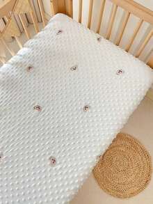 1pc Soft & Cozy Teddy Bear Plush Crib Fitted Sheet, Suitable For Autumn/Winter