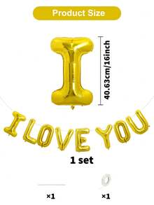 1 Set Valentine's Day Anniversary Decorations "I Love You" Foil Balloons Suitable For Valentine's Day, Anniversary, Engagement, Proposal, Wedding, Romantic Home Decor (Red, Gold, Silver, Black) - Multicolor - View 3
