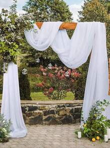 2pcs 6m White Chiffon Archway Fabric, Wedding Archway Fabric, Birthday Party Background Decoration, Polyester Romantic Party Decoration For Wedding, Wedding Party Bridal Shower Decor Room Decoration Supplies, Suitable For Wedding Archway, Stair Fence Decor, Chair Back Decoration, Sheer Mesh Door Curtain, Gauze Table Runner, Table Cover, Banquets Party Supplies