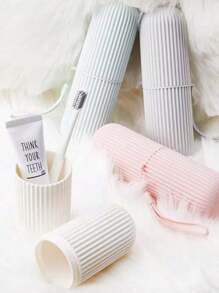 4件套牙刷旅行盒，便携式牙刷杯架，塑料旅行牙刷盒，旅行多功能，可容纳牙刷和牙膏，也可用作牙刷杯家居浴室装饰