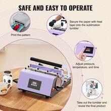 Tumbler Heat Press Machine, 11-30oz Mug Press, Heat Up Fast And Even, Tumbler Press With Sublimation Paper, Tape And Gloves, Temp And Time Setting, For Sublimation Tumblers, Cups, Mugs, Purple - 查看 5