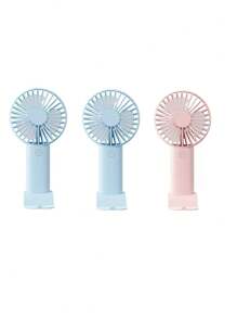 1 pieza Ventilador de triple hoja recargable por USB con soporte, se puede usar como soporte para teléfono/tableta, diseño lindo adecuado tanto para niños como para niñas. Regalo ideal para mujeres, perfecto para actividades al aire libre, playa, oficina, escuela, hogar [Ventilador de refrigeración de verano]