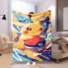 pokemon 1pc Pokemon Series Cartoon Print Flannel Blanket - Soft & Cozy Multipurpose Blanket Suitable For Living Room, Bedroom, Camping And Travel, Suitable For All Seasons, Bedroom Blanket | Cartoon Theme | Warm Blanket