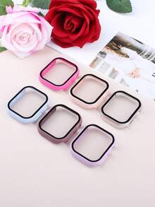 6PSC Compatible With Apple Watch Cases 40/41/42/44/45/46/49mm. Sporty, Casual, Shockproof, Scratch-Resistant, Hard PC Case With Tempered Glass Screen Protector (2-In-1 Design). Compatible With Apple Watch Ultra/11/10/9/8/7/6/5/4/SE Men's And Women's Cases. 6 Colors Available. - 6 Color Combination -4 - View 2