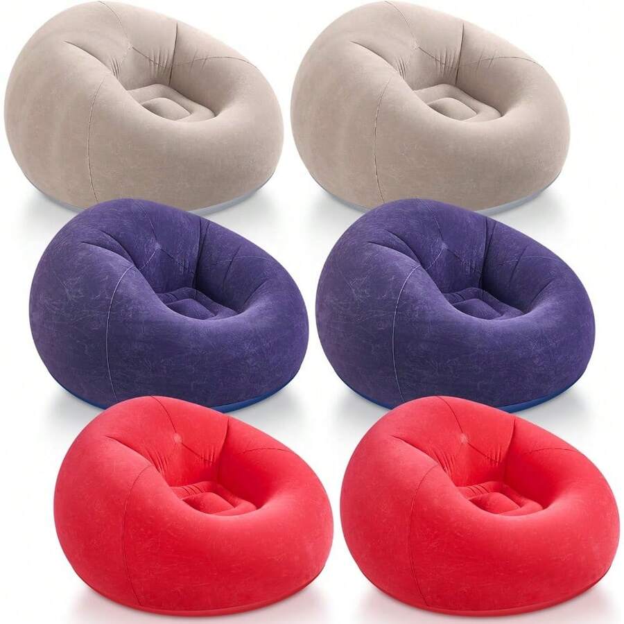 Bean Bag Chairs Blow Up Chairs Camping Chairs Inflatable Lazy Sofa Folding Portable Inflatable Chair For Living Room Bedroom Reading Room(Dark Blue,2 Pcs) - Coffee,blue,red - View 1
